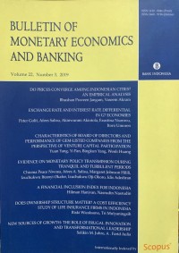Image of BULLETIN OF MONETARY ECONOMICS AND BANKING VOLUME 22, NUMBER 3, 2019
