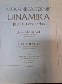 Image of Mekanika Teknik Dinamika Jilid 1 Edisi kedua
